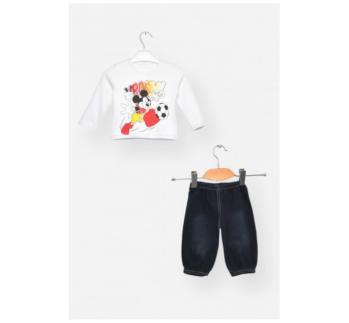 Костюм дитячий для хлопчика білого кольору з принтом 203401L