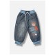 Джинсы детские для мальчика синего цвета зима на меху 203430L