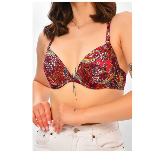 Купальник жіночий верх бордового кольору з принтом 203597L