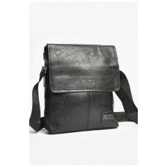 Сумка чоловіча через плече з екошкіри чорного кольору 203615L