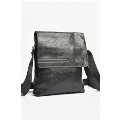 Сумка чоловіча через плече з екошкіри чорного кольору 203617L