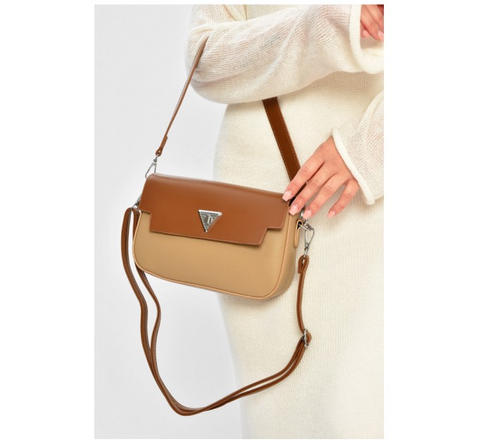 Сумка женская из экокожи бежевого цвета 203656L