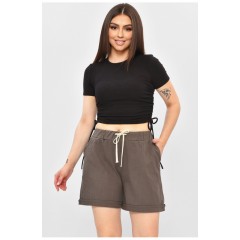 Шорты женские однотонные темно-серого цвета 203871L