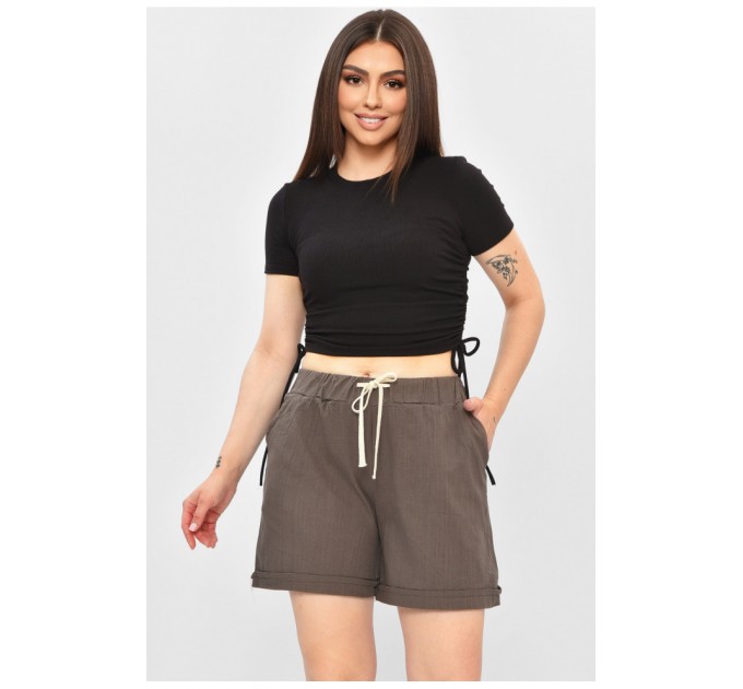 Шорты женские однотонные темно-серого цвета 203871L