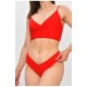Купальник жіночий однотонний червоного кольору 204172L