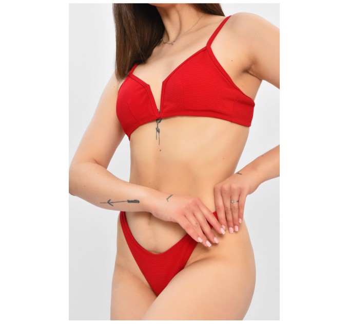 Женский купальник однотонный бордового цвета 204175L