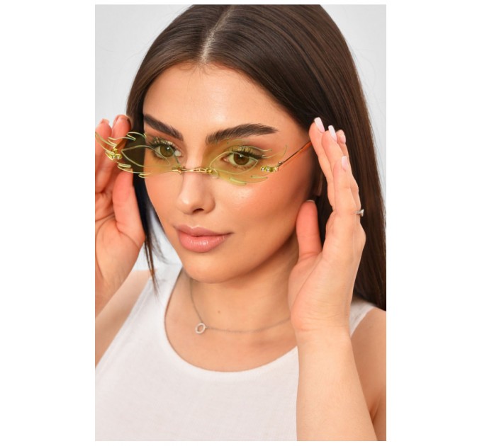Очки-пламень женские узкие светло-зеленого цвета 204203L