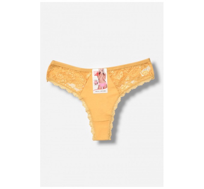 Стринги женские с гипюром бежевого цвета 204298L