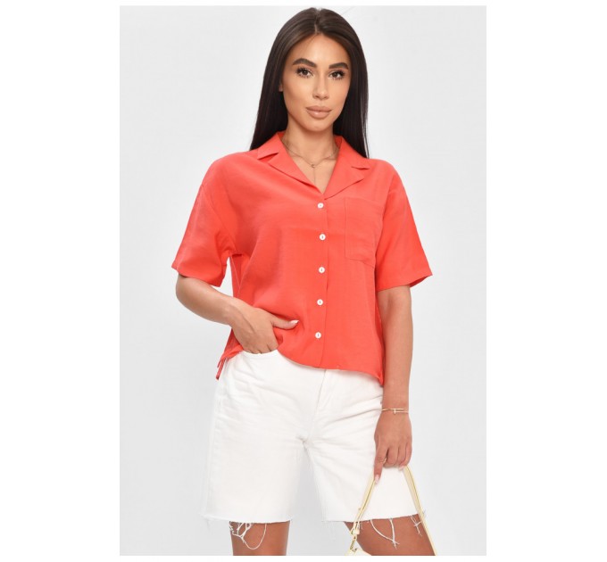 Сорочка жіноча з тканини жатка червоного кольору 204428L