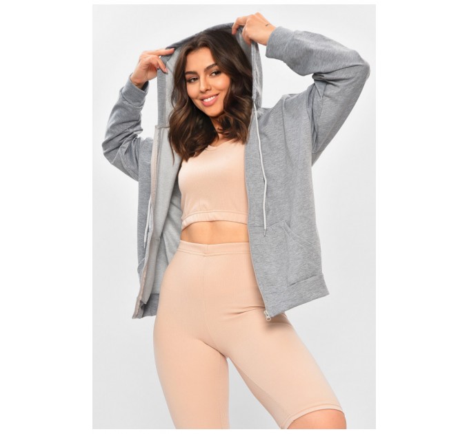 Спортивная женская кофта серого цвета 204434L