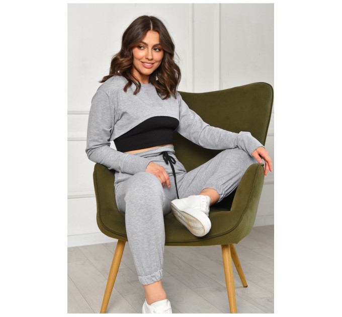 Спортивний костюм жіночий трійка сірого кольору 204500L