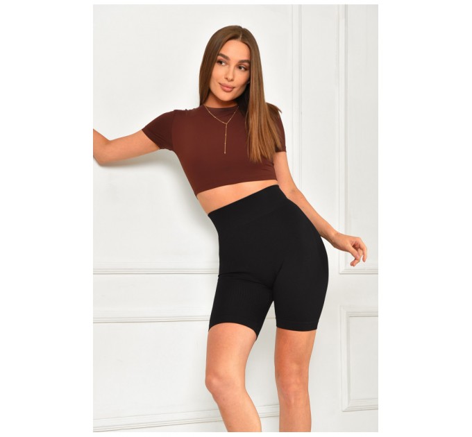 Велосипедки женские push-up однотонные черного цвета 204548L