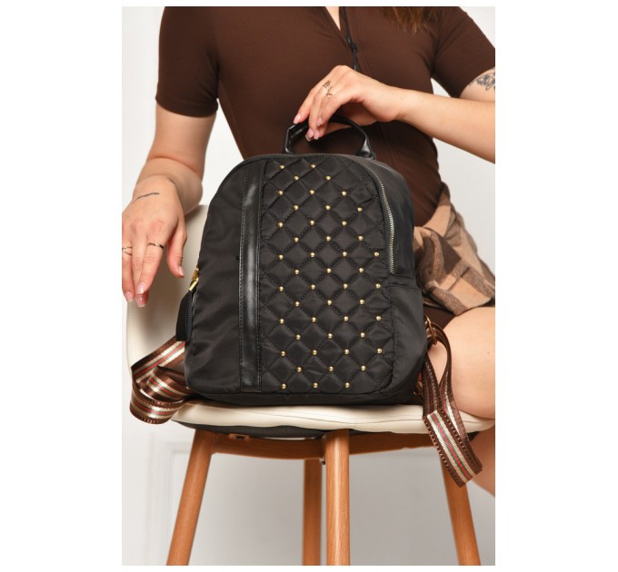 Рюкзак жіночий однотонний чорного кольору 204637L