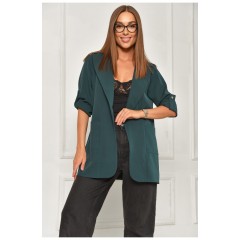Піджак жіночий однотонний темно-зеленого кольору 204703L
