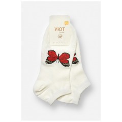 Шкарпетки жіночі спортивні демісезонні молочного кольору 204752L