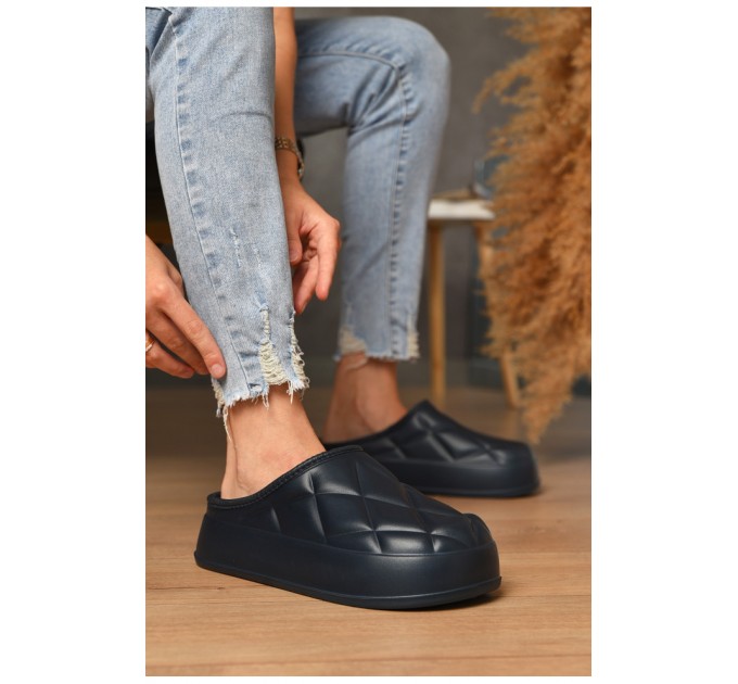 Калоші без задника утеплені темно-синього кольору 204888L