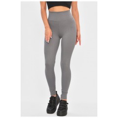 Лосини жіночі однотонні в рубчик сірого кольору 204986L