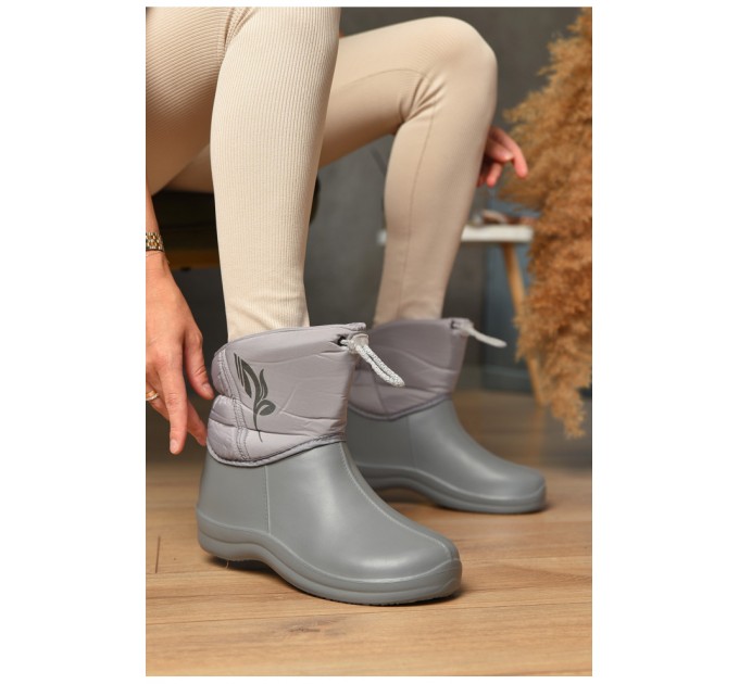 Дутики жіночі на хутрі сірого кольору 204999L