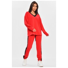 Костюм жіночий однотонний червоного кольору 205088L