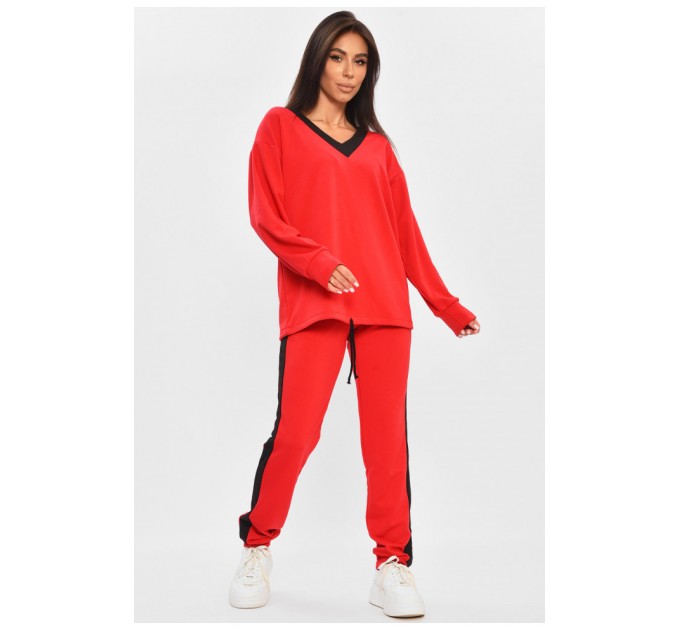 Костюм жіночий однотонний червоного кольору 205088L