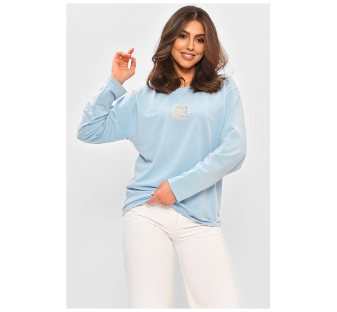 Кофта жіноча однотонна блакитного кольору з принтом 205122L