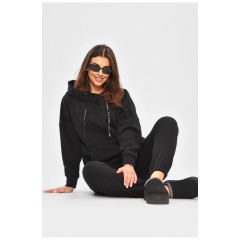 Спортивний костюм жіночий на флісі чорного кольору 205189L