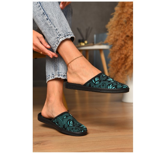 Тапочки женские зеленого цвета 205433L