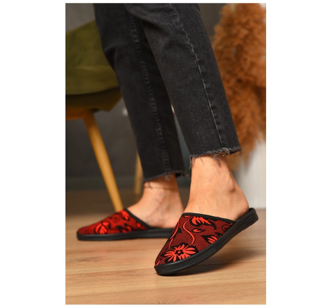 Тапочки женские красного цвета 205434L