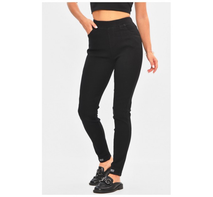 Джинсы женские скинные однотонные черного цвета 205654L