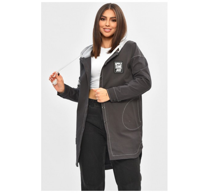 Женская ветровка однотонная цвета графит 205670L