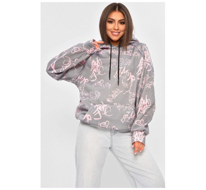 Худые женское полубатальное утепленное серого цвета с принтом 205852L.