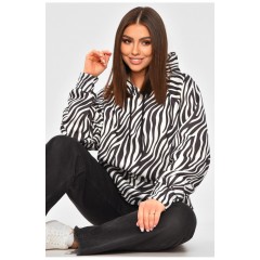 Худі жіноче напівбатальне утеплене чорного кольору з принтом 205855L