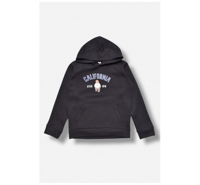 Свитшот детский для мальчика на флисе темно-синего цвета 206021L