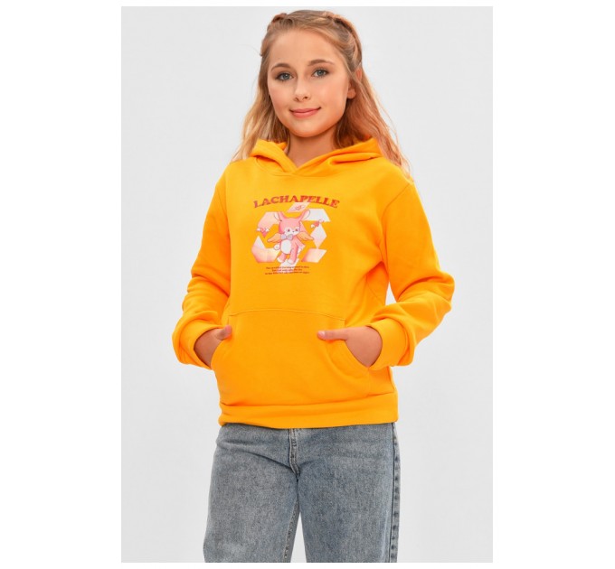 Світшот дитячий для дівчинки на флісі помаранчевого кольору 206022L