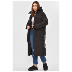 Женская куртка удлиненная зима черного цвета 206060L