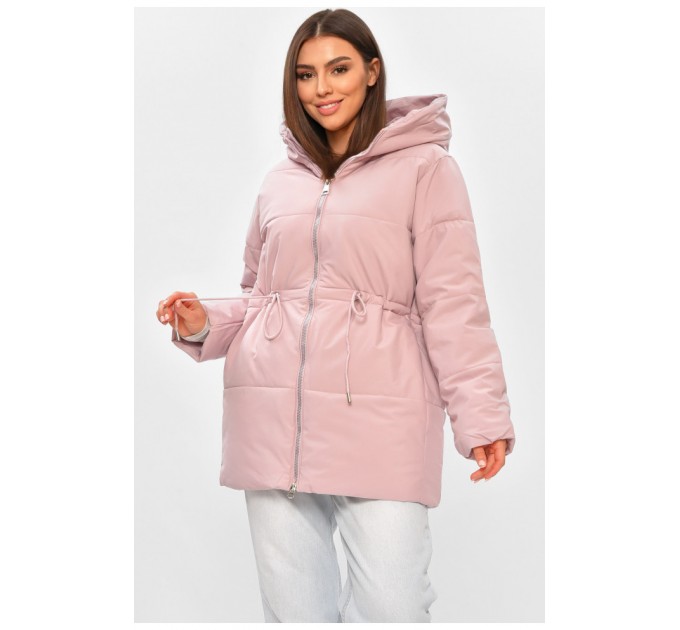 Куртка жіноча демісезонна однотонна світло-рожевого кольору 206126L