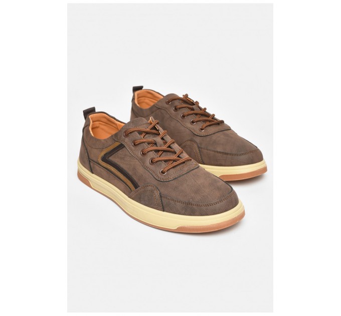 Кроссовки мужские коричневого цвета на шнуровке 206158L