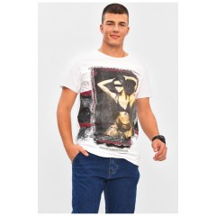 Мужская футболка белого цвета с принтом 206339L