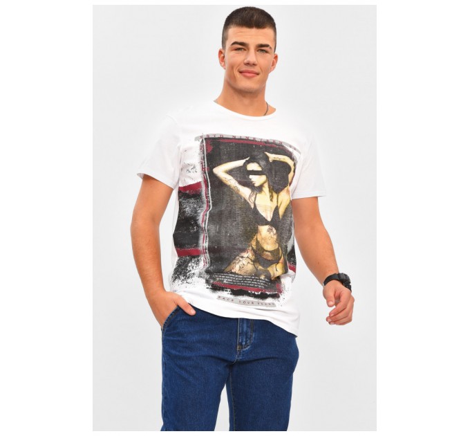 Мужская футболка белого цвета с принтом 206339L
