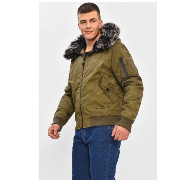Куртка мужская демисезонная цвета хаки с принтом 206429L