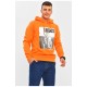 Худі чоловіче на флісі помаранчевого кольору з принтом 206448L