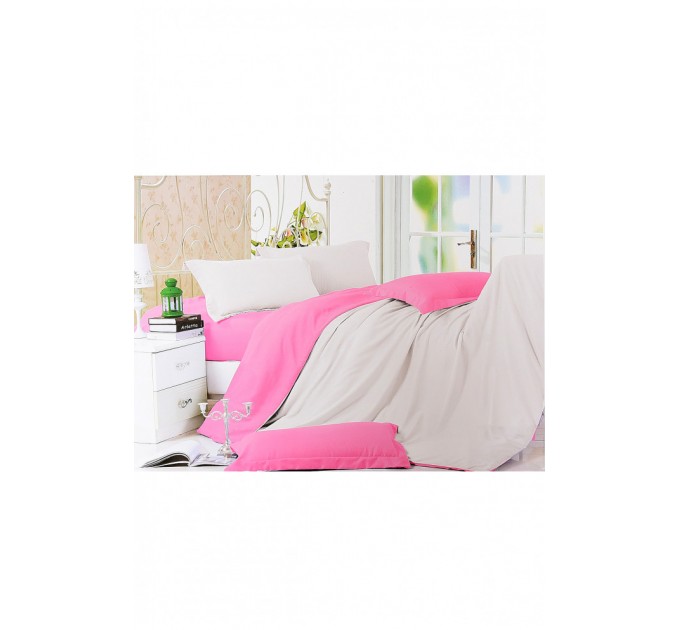 Комплект постільної білизни пудра з рожевим півторка 152461L