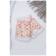 Митенки детские для девочки светло-розового цвета с принтом на 9-12 лет 152740L