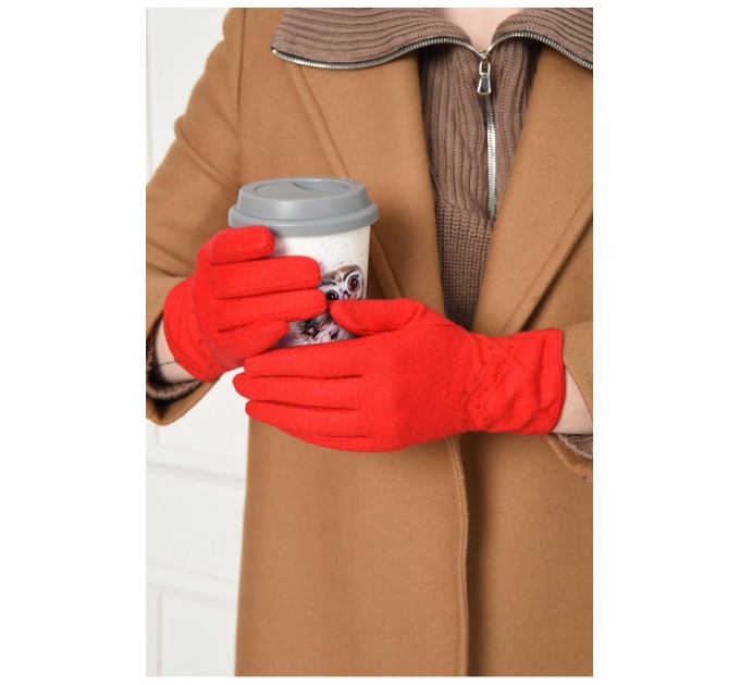 Перчатки женские текстильные красного цвета 153523L