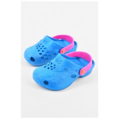 Кроксы детские для девочки голубого цвета с розовым ободком 156185L