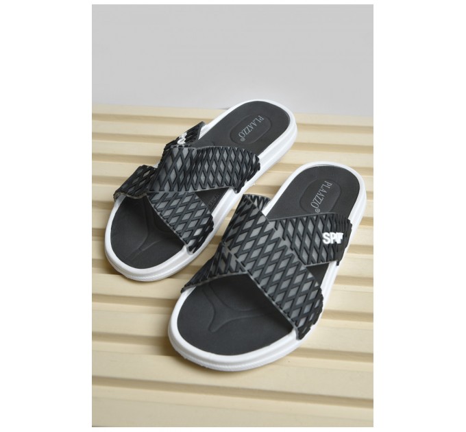 Шльопанці чоловічі чорного кольору з написом 156222L