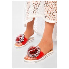 Шлепанцы женские силиконовые красного цвета 156302L Шлепанцы женские силиконовые красного цвета 156302L