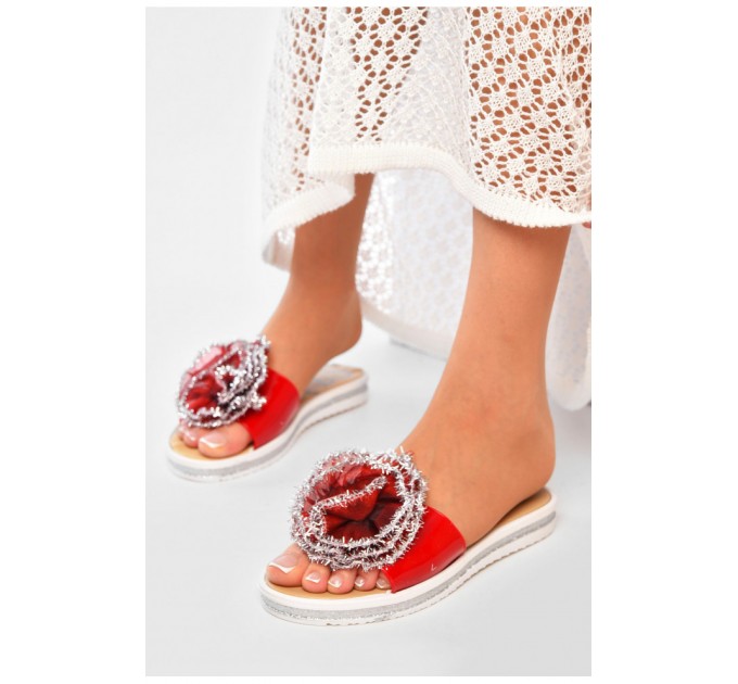 Шльопанці жіночі силіконові червоного кольору 156302L