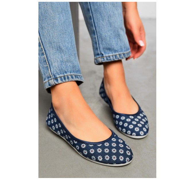 Балетки женские темно-синего цвета Текстиль 156480L