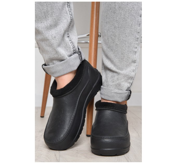 Калоші жіночі на хутрі чорного кольору 161579L